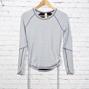 Lucy Women's Top Athletic Stripe Gray Long sleeve Size Small Leisure